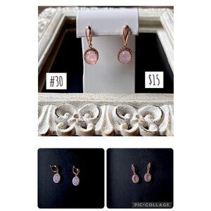 Rosegold-tone with Pink Center and Crystal Earrings